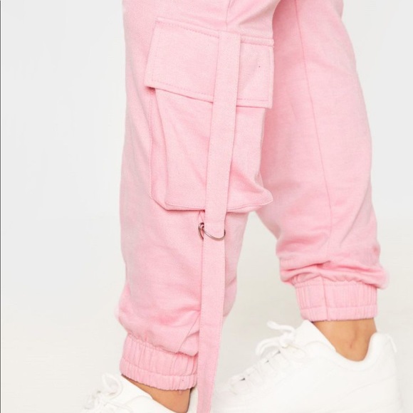 PrettyLittleThing Pants - Baby pink cargo joggers